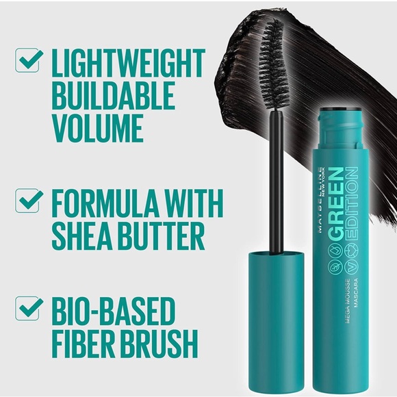 2/Maybelline Green Edition Mega Mascara Makeup, Smooth Buildable Lightweight - Picture 4 of 8